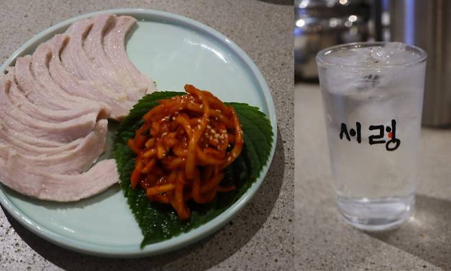 서령의 수육(왼쪽)과 짜배기. /사진=다이어리알