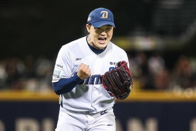 NC 김녹원이 22일 울산 한화전에서 환호하고 있다. /사진=NC 다이노스 제공