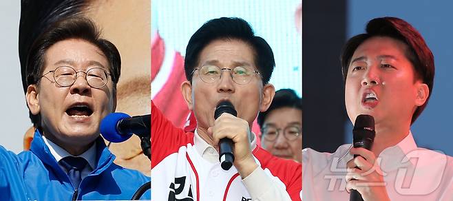이재명 더불어민주당, 김문수 국민의힘, 이준석 개혁신당 대통령 후보. ⓒ News1 안은나 기자,박정호 기자,김민지 기자