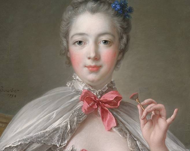 프랑수아 부셰, 퐁파두르 부인(일부 확대), 1750, 캔버스에 유채, 81x65cm, 포그 박물관