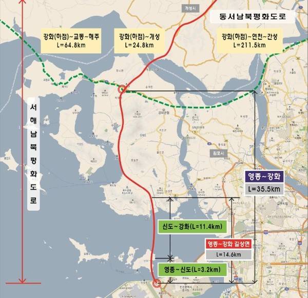 서해 남북평화도로 노선도 사진=인천시