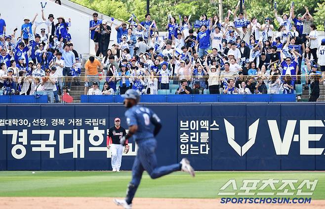 열광하는 삼성 야구팬들.