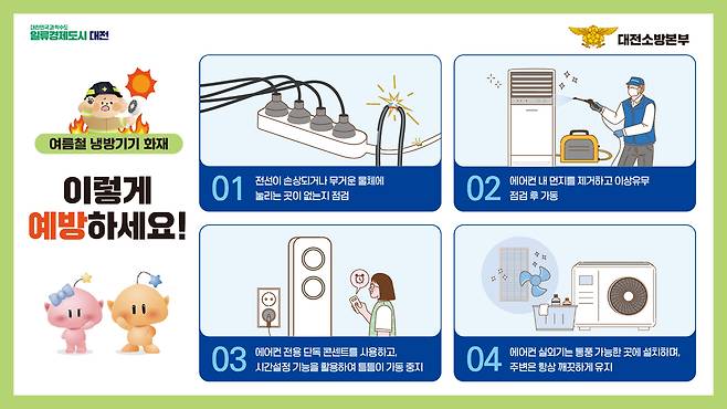 에어컨 화재 예방 안내문. 대전소방본부 제공