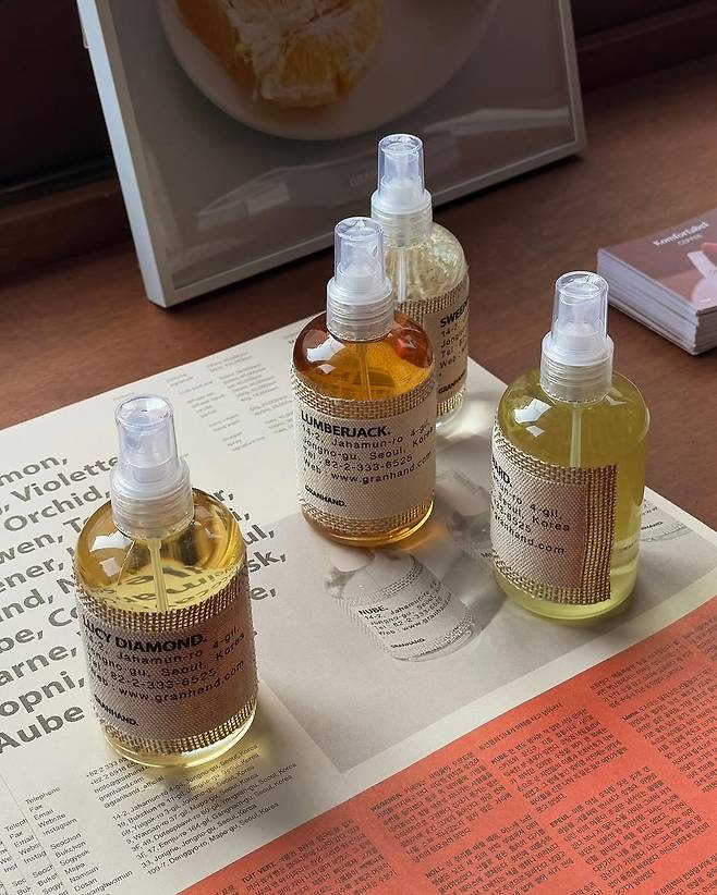 Grandhand's perfumes with a description (Granhand Instagram)