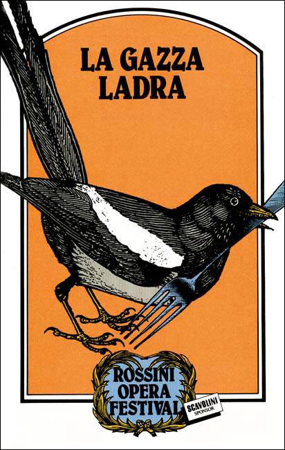 로시니 오페라 ‘도둑까치’ 포스터[출처 : https://www.rossinioperafestival.itarchivioanno-1989la-gazza-ladra]