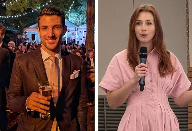 지난 21일(현지시간) 워싱턴 DC 이스라엘 대사관 인근에서 발생한 총격사건으로 사망한 이스라엘 공관원 야론 리쉰스키(30·왼쪽)와 사라 밀그림(26). [월스트리트저널(WSJ) 캡처]