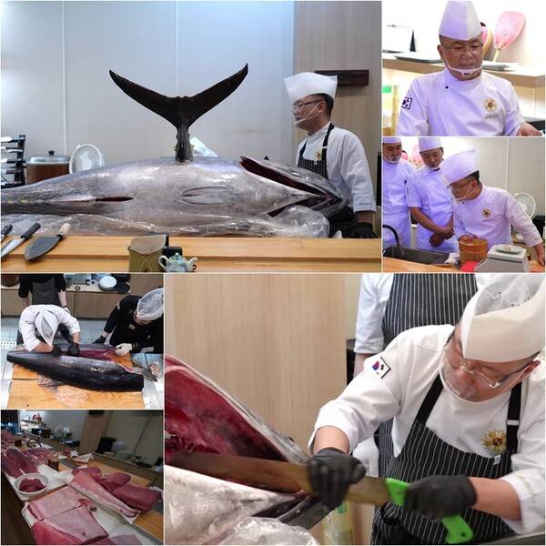 ▲ 25일 방송되는 '사당귀'에서 안유성 보스의 166kg 대왕 생참치 톱질 해체 작업이 펼쳐진다. 제공|KBS