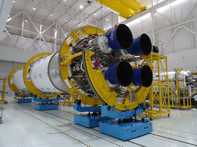 누리호 4호기 단조립 현장 이미지.(사진=우주항공청)