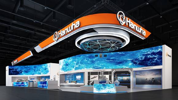 2025 국제해양방위산업전에서 한화 통합관을 처음으로 선보이는 한화오션, 한화시스템, 한화에어로스페이스의 전시관 조감도. [사진=한화오션]