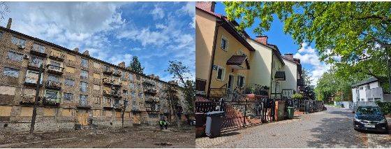 우크라이나 키이우의 건물(왼쪽)과 폴란드 바르샤바의 건물. 박현준 기자