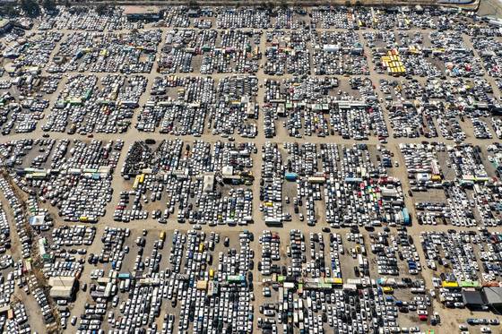 Used cars are stored in Incheon on March 3, 2022 [YONHAP]
