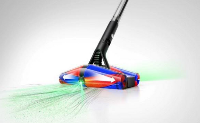 다이슨 처음으로 4개의 원뿔형 나일론 브러시를 장착한 ‘플러피콘(FluffyCones™) 헤드’를 탑재했다. [출처 다이슨]