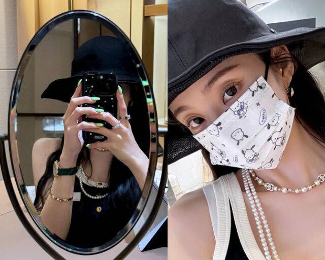 프리지아가 화려한 패션을 하고 명품숍에 등장했다. / 프리지아 소셜미디어 캡처