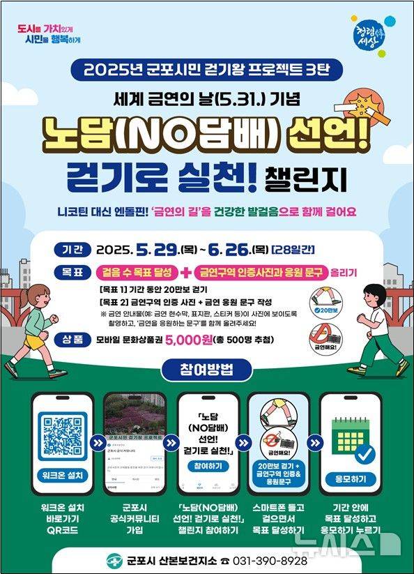 [군포=뉴시스] 비흡연 걷기 챌린지 개최 안내문. (안내문=군포시 제공).*재판매 및 DB 금지