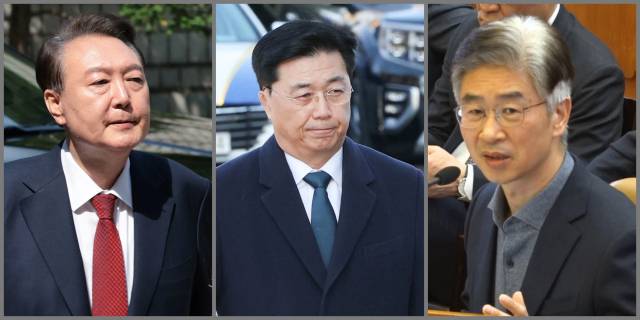 윤석열 전 대통령(왼쪽), 홍장원 전 국가정보원 제1차장(가운데), 김봉식 전 서울경찰청장(오른쪽). 뉴스1
