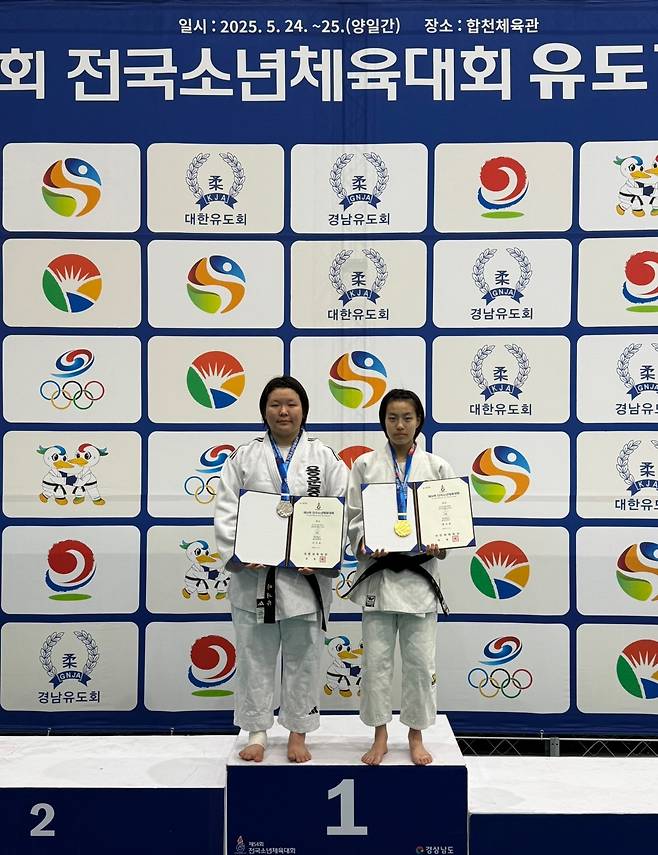 제54회 전국소년체육대회에서 금메달과 은메달을 획득한 최소율(오른쪽), 이서하(왼쪽) 선수. /용운중학교 제공