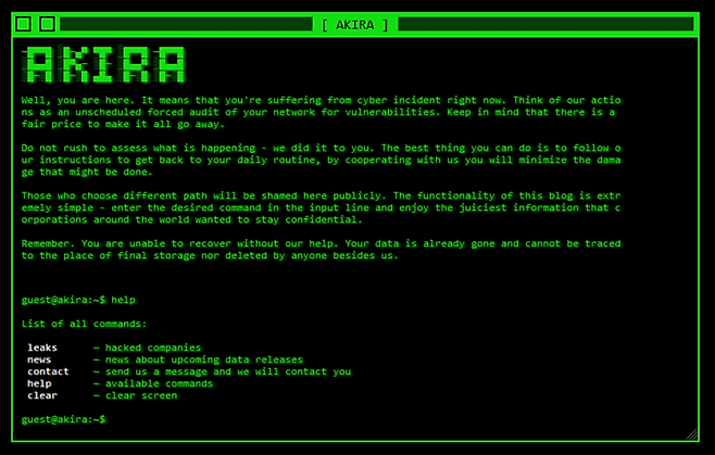 '서비스형 랜섬웨어(RaaS)' 수익모델을 적용한 대표적인 해커조직 '아키라'. 다크웹상 아키라의 사이트에서 데이터가 공개된 기업은 240곳이 넘는 것으로 집계됐다.
