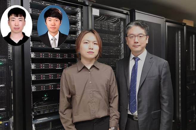 (왼쪽부터)윤희용 박사과정, 한동형 박사과정, 오세연 박사과정, 김민수 교수. KAIST