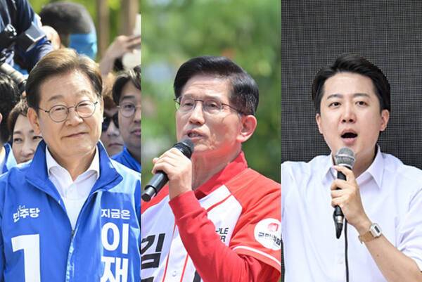 경기도에 연고를 둔 세 명의 후보가 유력 대선주자로 뛰고 있는 가운데 이들의 공약 속에 경기도의 숙원 사업은 얼마나 담겼을까. 사진은 왼쪽부터 이재명 더불어민주당 대선 후보, 김문수 국민의힘 후보, 이준석 개혁신당 후보. 경기일보DB