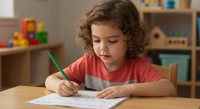 어린 아이들이 손으로 직접 쓰면서 글을 배우는 게 컴퓨터로 배우는 것보다 더 효과적이라는 연구 결과가 나왔다. 사진은 구글 이미지FX로 생성