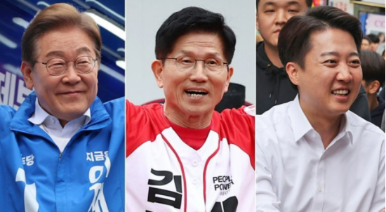 왼쪽부터 이재명 후보, 김문수 후보, 이준석 후보. (출처=연합뉴스)