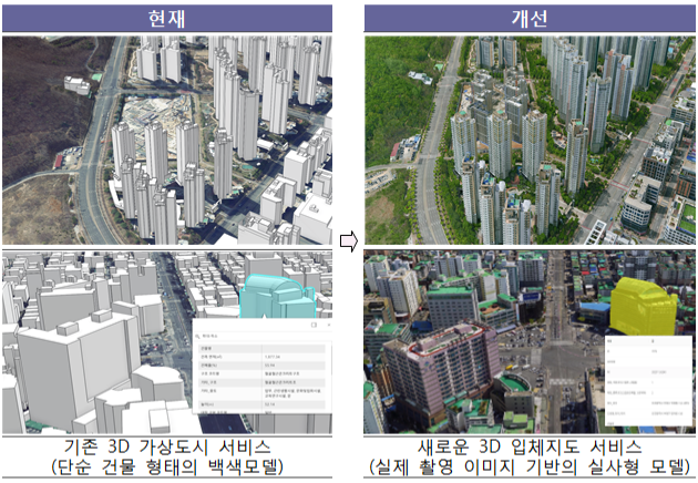 ▲3D 입체지도 서비스 비교 ⓒ인천광역시