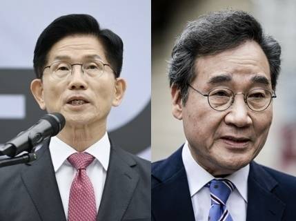 김문수 국민의힘 대선 후보와 이낙연 전 국무총리. 서울신문·뉴시스