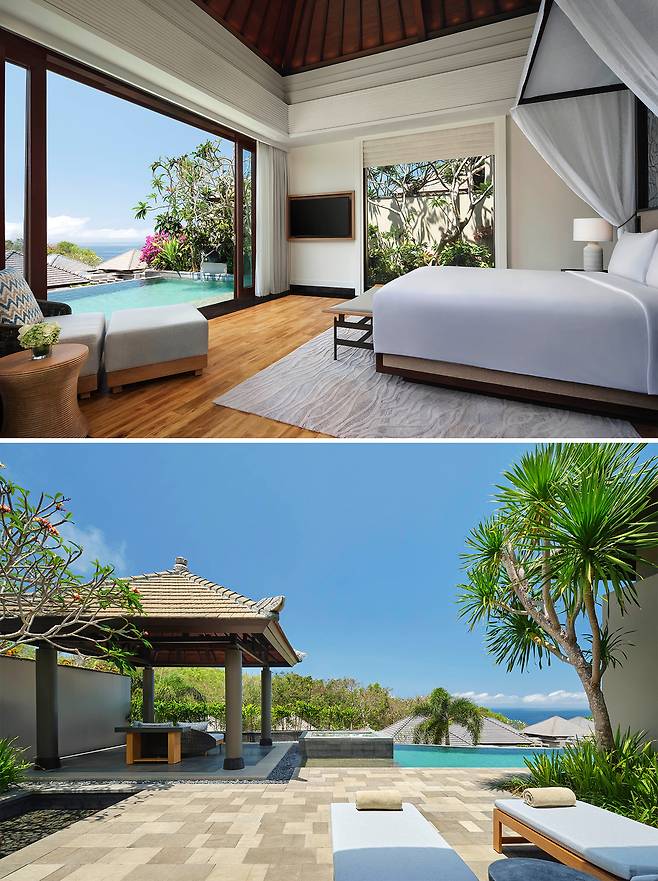 울창한 녹지와 바다 전망의 파셜 오션뷰 풀빌라. 사진제공|팜투어