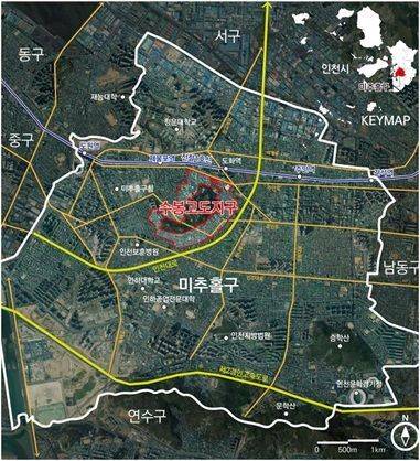 수봉 고도지구 위치도. 인천시