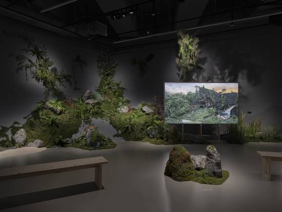 미술관 건립 과정을 담은 전시 '스토리지 스토리'에 출품된 원성원의 사진과 설치. 사진 서울시립미술관