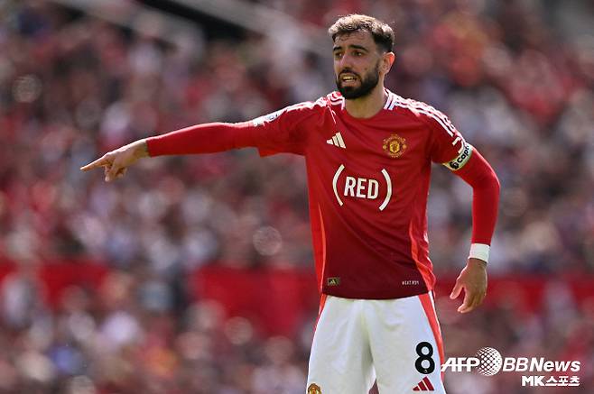 맨체스터 유나이티드 주장 브루노 페르난데스. “페르난데스는 무조건 지켜야 한다.” 맨유 루벤 아모림 감독의 구단 수뇌부를 향한 당부다. 사진=AFPBBNews=News1