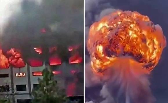 27일 오전 11시 57분 중국 산둥성 가오미시(웨이팡시)의 유다오(友道)화학회사에서 폭발이 발생했다. 2025.5.27 웨이보