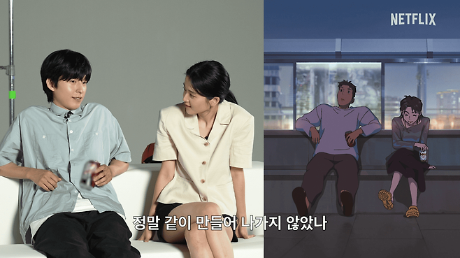 ‘이 별에 필요한’ 목소리 연기를 맡은 홍경(왼쪽)과 김태리.