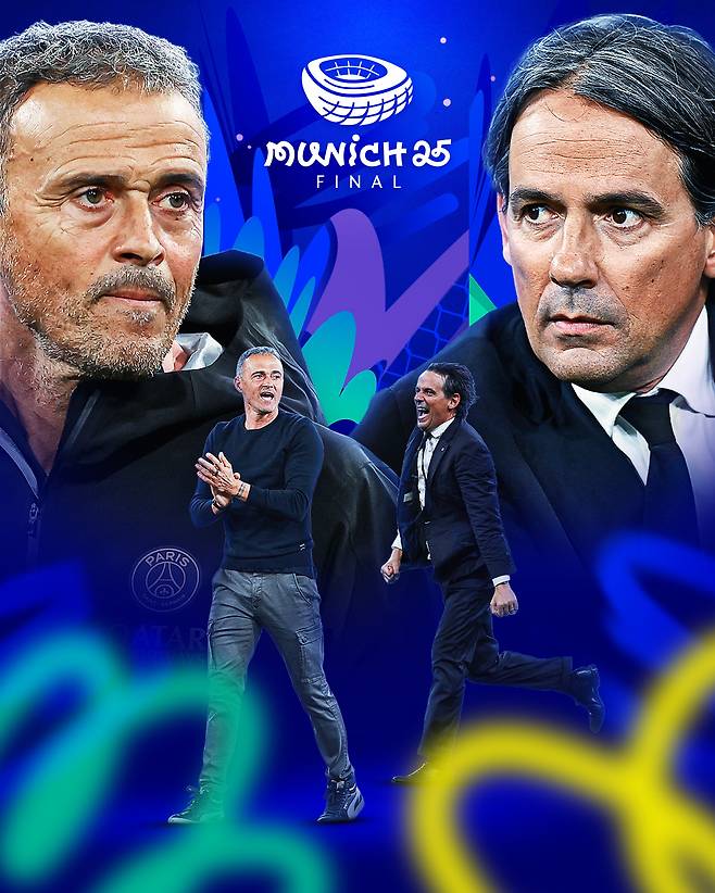 2024~2025시즌 챔피언스리그 결승전 공식 포스터. 시모네 인자기(오른쪽) 인터밀란 감독. /사진=UEFA 공식 SNS