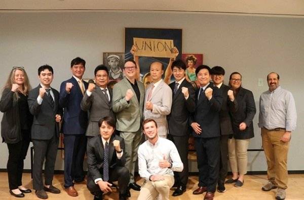 지난 27일(현지시각) 미국 로스앤젤레스 미국배우조합(SAG-AFTRA) 회관에서 만난 방실협, 한연노, 미국배우 조합 임직원