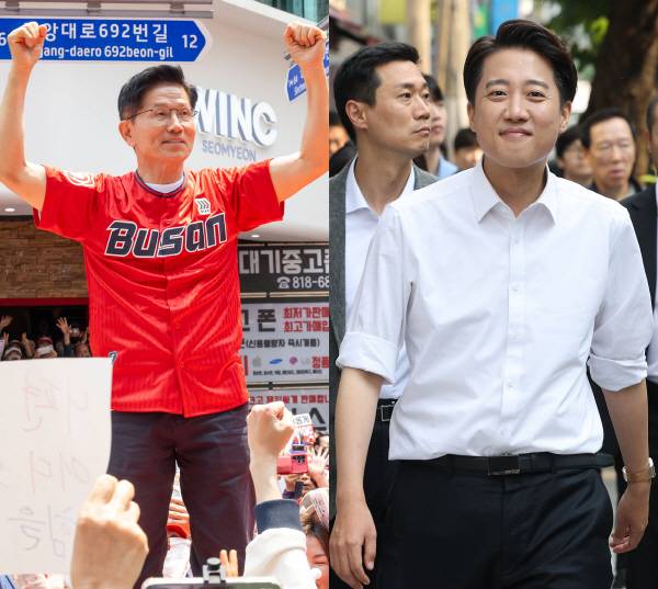 거리 유세 나선 국민의힘 김문수·개혁신당 이준석 후보