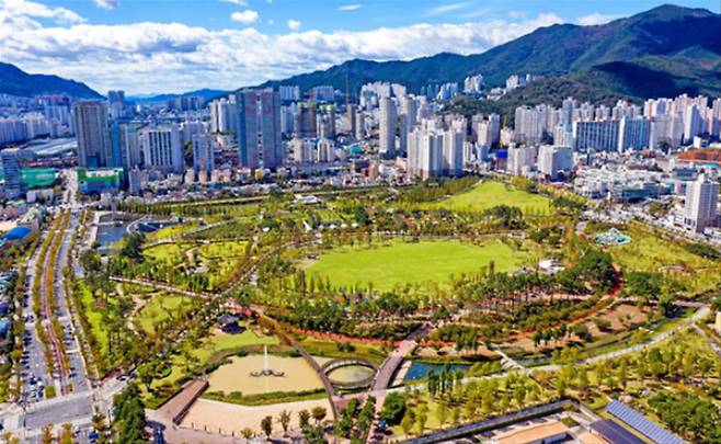 부산시가 다음 달부터 공원의 잔디밭 일부 구역을 대상으로 반려견 동반 이용을 허용할 계획이다. 부산시 제공