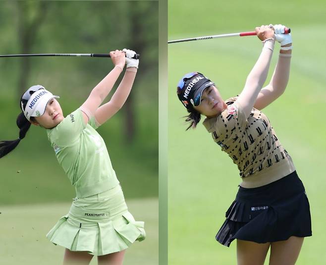 지난해 공동다승왕 5명의 시즌 초반 희비가 엇갈리고 있는 가운데 3승을 거둔 이예원(왼쪽)과 지난주 첫 승을 챙긴 박현경이 30일 개막하는 Sh수협은행 MBN 여자오픈에서 1‧2라운드 동반 플레이를 펼친다. 이예원은 대회 2연패 및 시즌 4승 고지를, 박현경은 2주 연속 우승을 정조준한다. 사진제공 | KLPGA