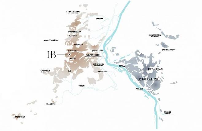 루아르강을 사이에 두고 마주보고 있는 상세르(Sancerre)와 푸이-퓌메(Pouilly-Fume).