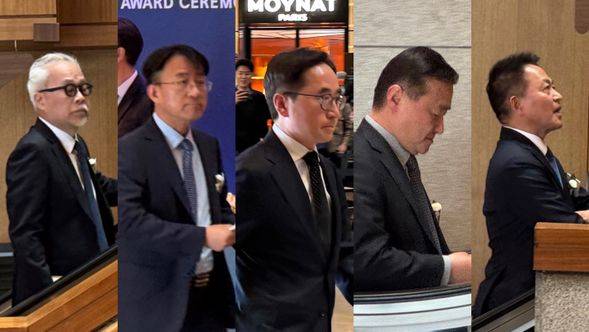 (왼쪽부터) 최주선 삼성SDI 사장, 이청 삼성디스플레이 사장, 장덕현 삼성전기 사장, 최윤호 삼성글로벌리서치 경영진단실장. ⓒ데일리안 정인혁 기자.