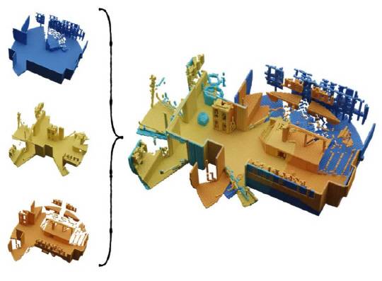 KAIST 명현 교수 연구실은 국제로봇학술대회에서 다중 정합 프레임워크를 개발해 1위를 차지했다. 사진은 다수의 라이다 스캔 데이터를 정합하는 다중 정합 예시. KAIST 제공