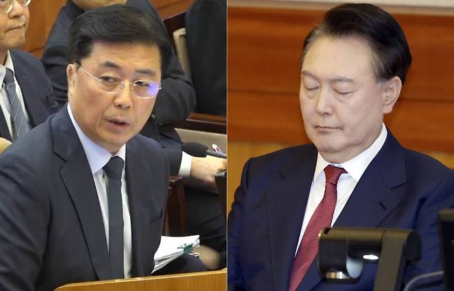 윤석열 전 대통령(오른쪽)과 홍장원 전 국정원 1차장. 연합뉴스