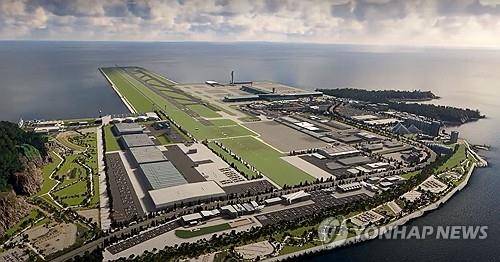 가덕도 신공항 홍보영상 지난해 1월 부시청에서 열린 가덕도신공항 비전과 전략 선포식에서 가덕도신공항 홍보 영상이 상영되고 있다. [부산시 제공]