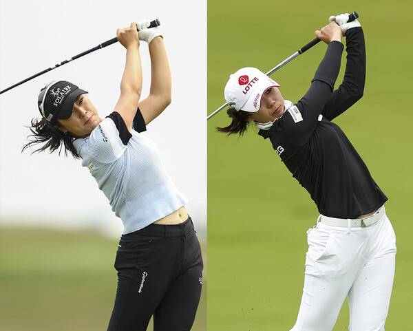 2025년 미국여자프로골프(LPGA) 투어 메이저 대회인 US여자오픈에 출전한 윤이나 프로, 황유민 프로가 2라운드에서 경기하는 모습이다. 사진제공=USGA/Kathryn Riley