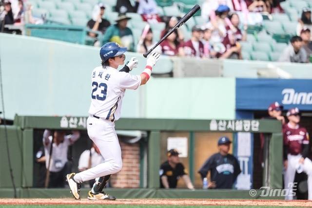 31일 창원 한화전에서 적시타를 친 천재환. 사진=NC 제공