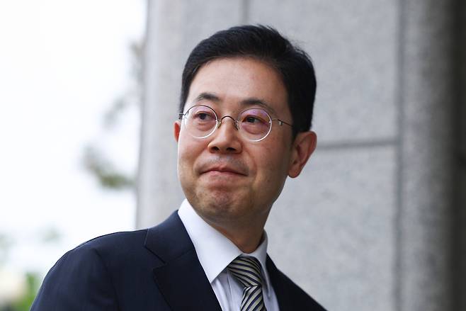 손준성 대구고검 차장(검사장)이 13일 서울 종로구 헌법재판소에서 열린 탄핵심판 첫 정식 변론기일에 출석하고 있다. [연합]