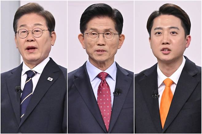 더불어민주당 이재명 대선후보(왼쪽부터), 국민의힘 김문수 대선후보, 개혁신당 이준석 대선후보. 연합뉴스