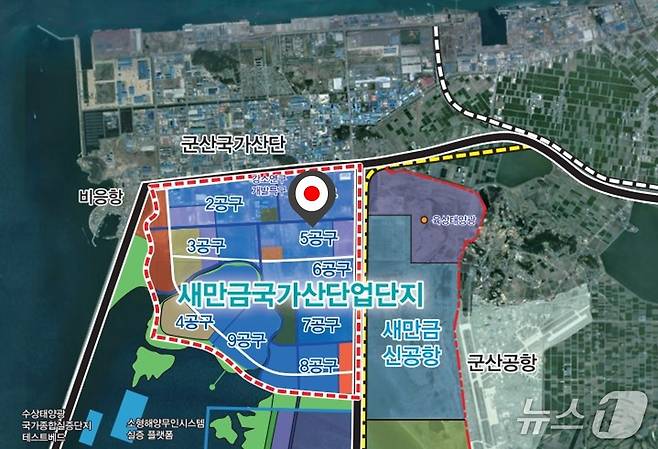 군산시가 추진 중인 '새만금 기업성장센터' 건립추진 위치도./뉴스1 DB