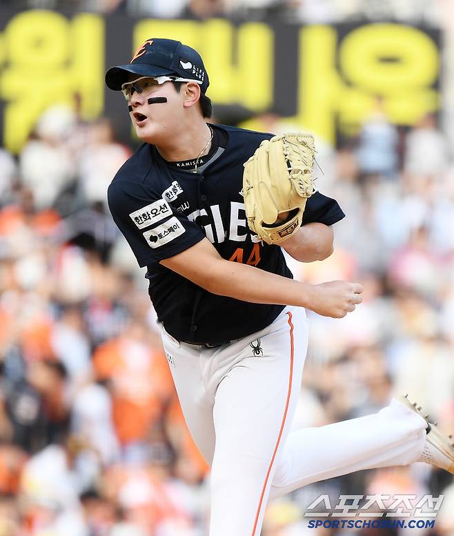 31일 창원 NC파크에서 열린 한화-NC전. 있다. 8회말 2사 3루 김서현이 투구하고 있다. 창원=정재근 기자 cjg@sportschosun.com/2025.5.31/