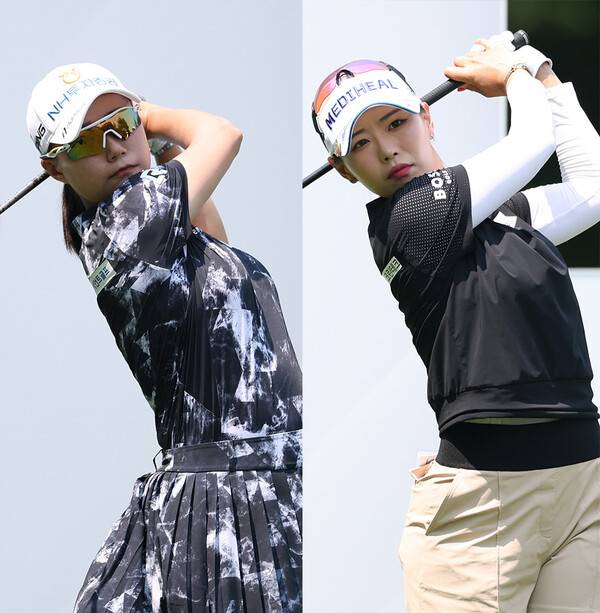2025년 한국여자프로골프(KLPGA) 투어 Sh수협은행 MBN 여자오픈 우승을 차지한 정윤지 프로, 준우승한 이채은2 프로가 최종라운드에서 경기하는 모습이다. 사진제공=KLPGA